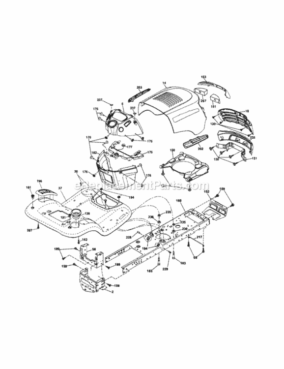 Page B Diagram and Parts List for 917253660  Craftsman Lawn Tractor