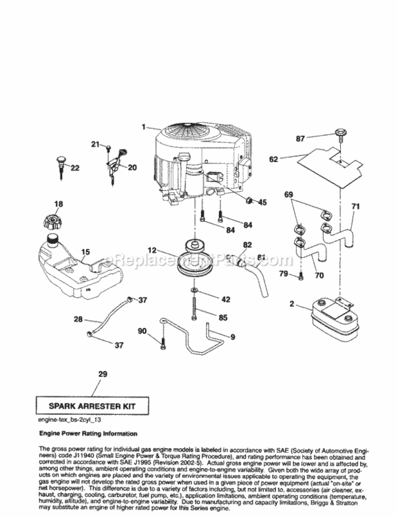 Page H Diagram and Parts List for 917253690  Craftsman Lawn Tractor