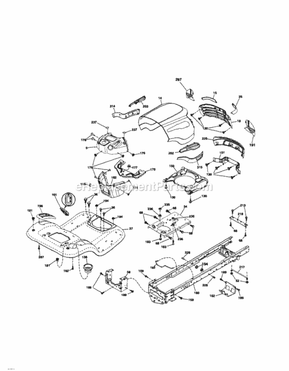 Page B Diagram and Parts List for 917253691  Craftsman Lawn Tractor
