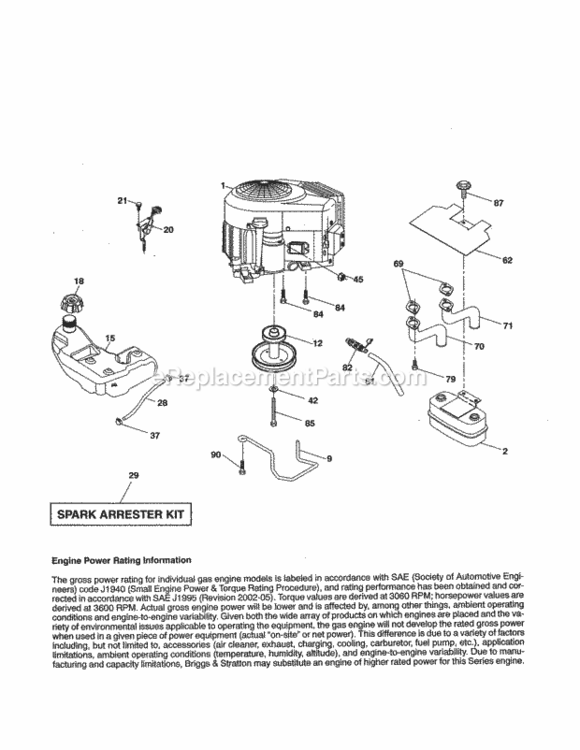 Page H Diagram and Parts List for 917253692  Craftsman Lawn Tractor