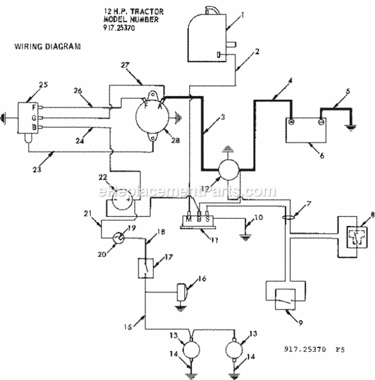 Page F Diagram and Parts List for 91725370  Craftsman Lawn Tractor