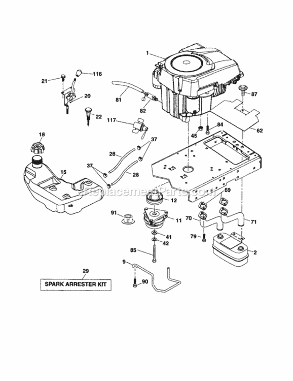 Page D Diagram and Parts List for 917253710  Craftsman Lawn Tractor