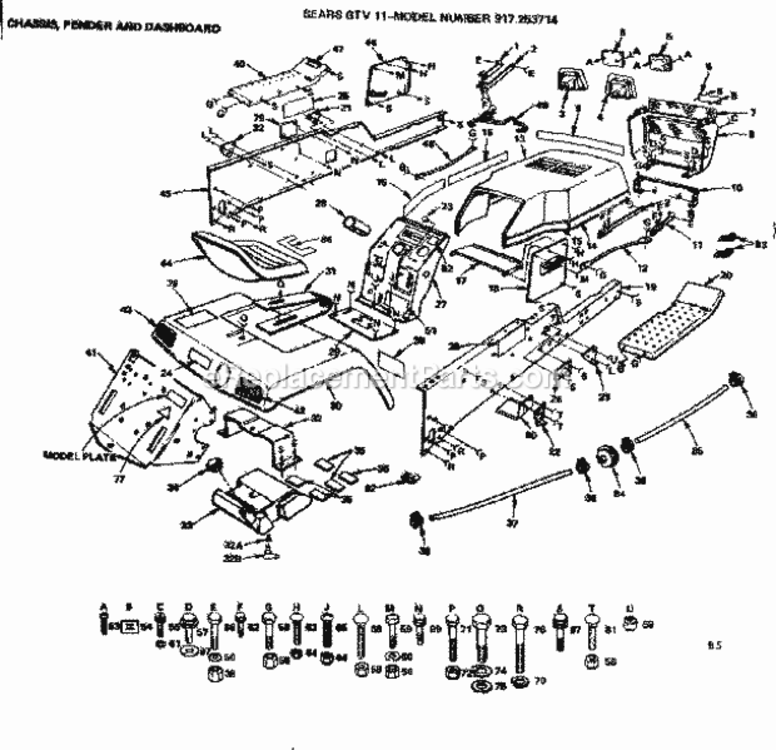 Page B Diagram and Parts List for 917253714  Craftsman Lawn Tractor