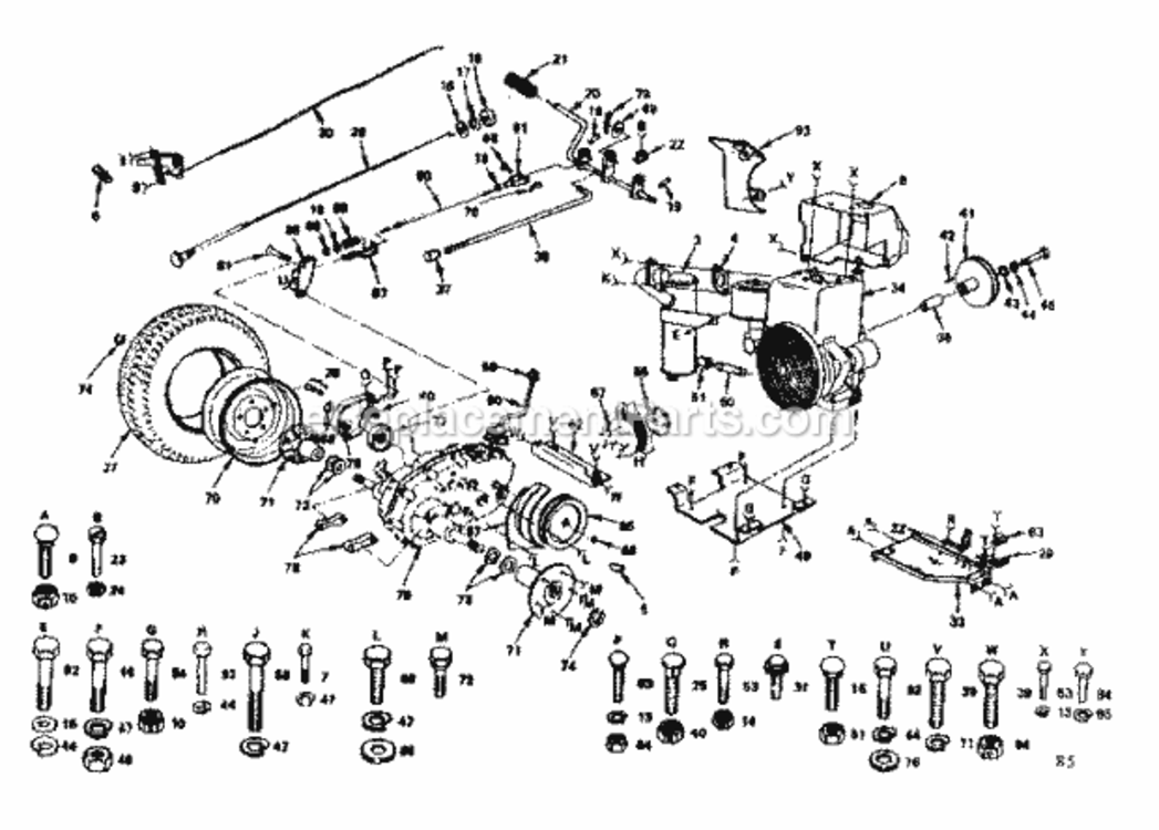 Page E Diagram and Parts List for 917253715  Craftsman Lawn Tractor