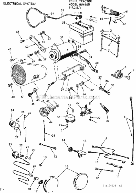 Page E Diagram and Parts List for 91725371  Craftsman Lawn Tractor