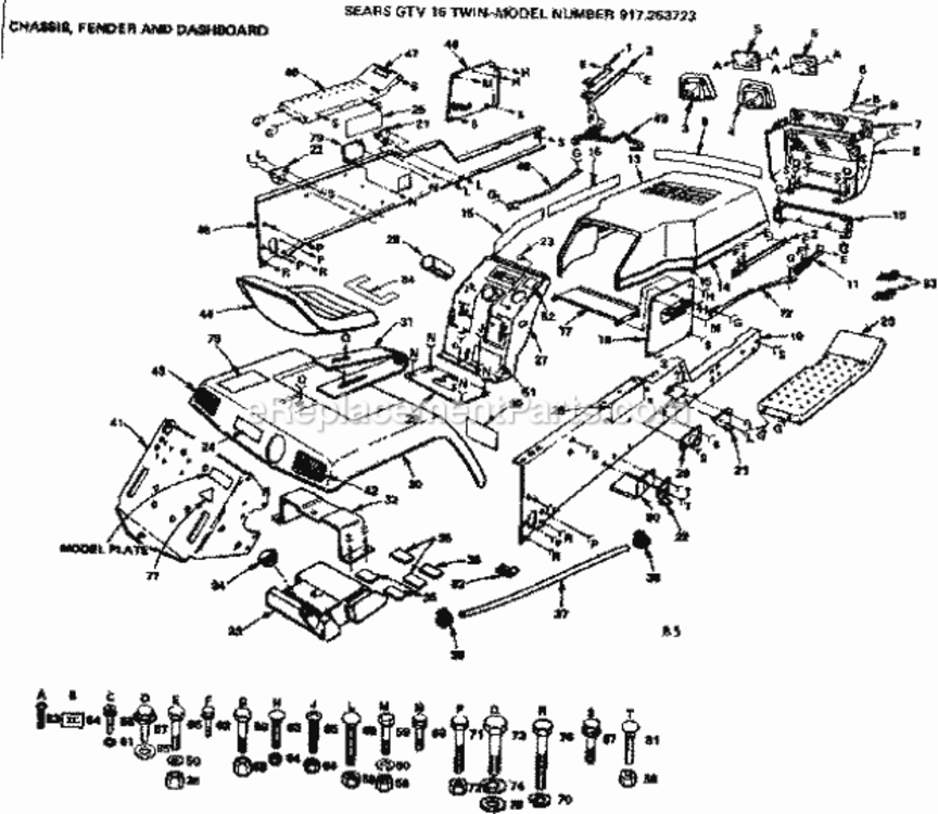 Page B Diagram and Parts List for 917253723  Craftsman Lawn Tractor