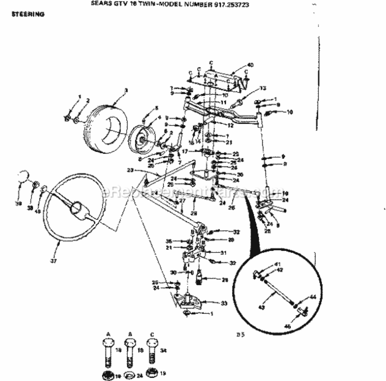 Page D Diagram and Parts List for 917253723  Craftsman Lawn Tractor