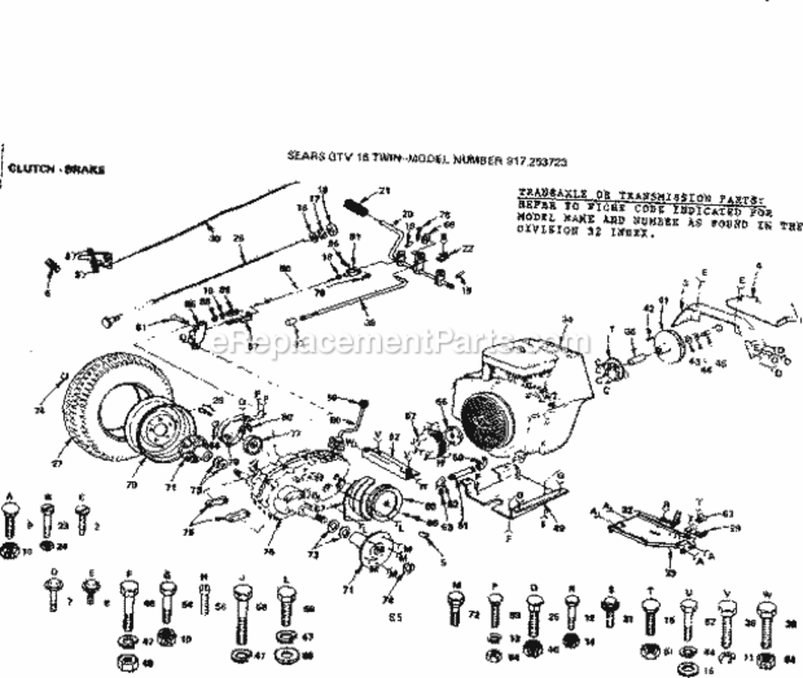 Page E Diagram and Parts List for 917253723  Craftsman Lawn Tractor