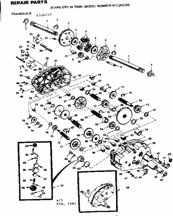 Page F Diagram and Parts List for 917253723  Craftsman Lawn Tractor