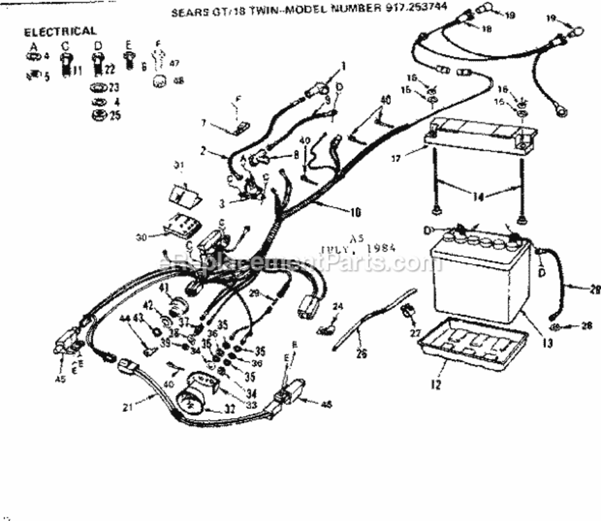 Page A Diagram and Parts List for 917253744  Craftsman Lawn Tractor