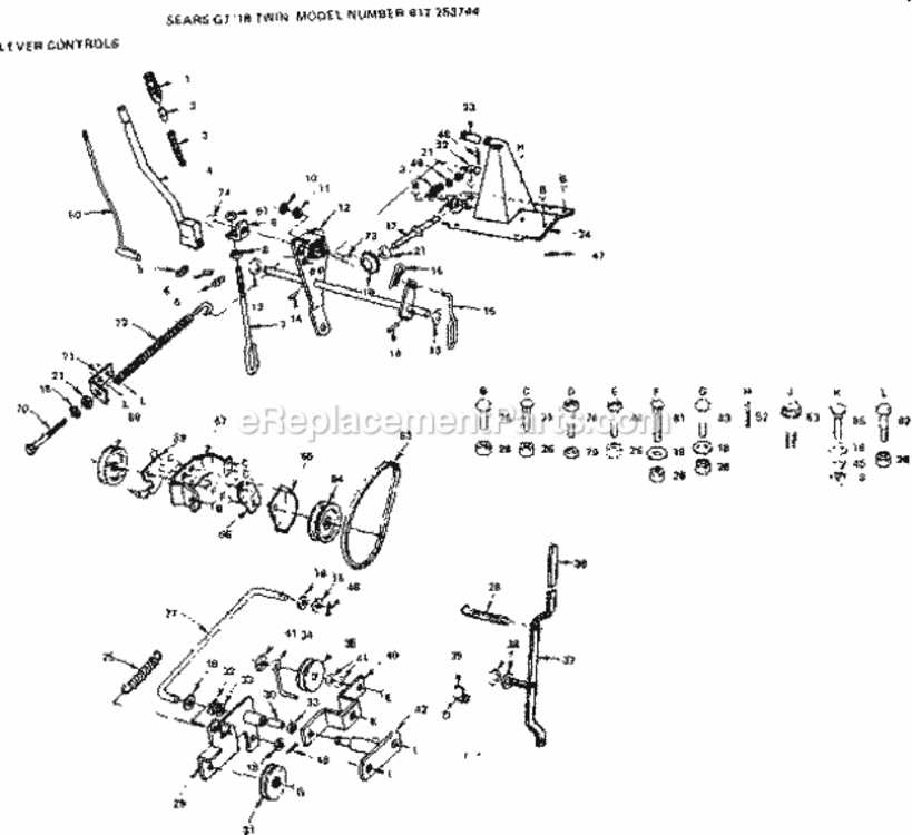 Page C Diagram and Parts List for 917253744  Craftsman Lawn Tractor