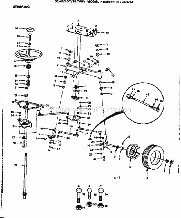 Page D Diagram and Parts List for 917253744  Craftsman Lawn Tractor