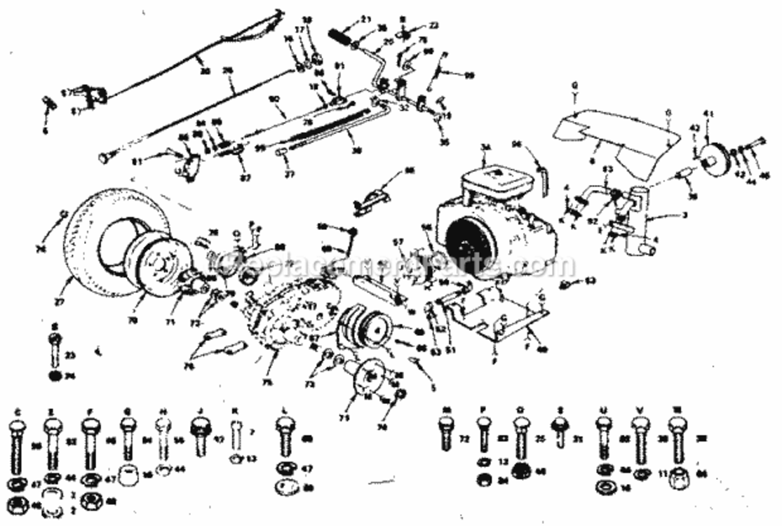 Page E Diagram and Parts List for 917253745  Craftsman Lawn Tractor