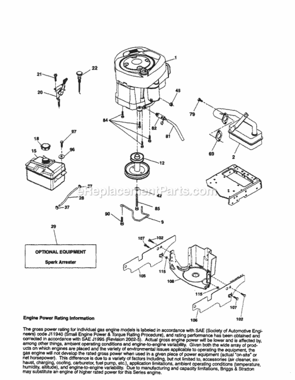 Page H Diagram and Parts List for 917254030  Craftsman Lawn Tractor