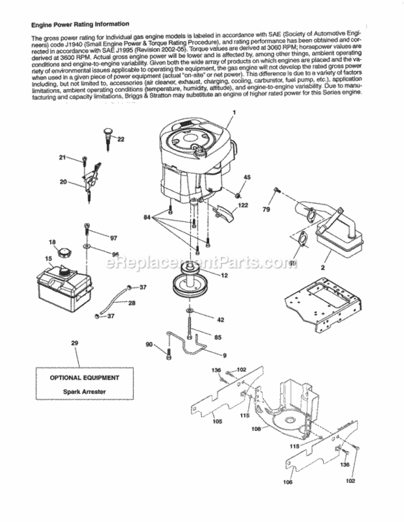 Page H Diagram and Parts List for 917254032  Craftsman Lawn Tractor
