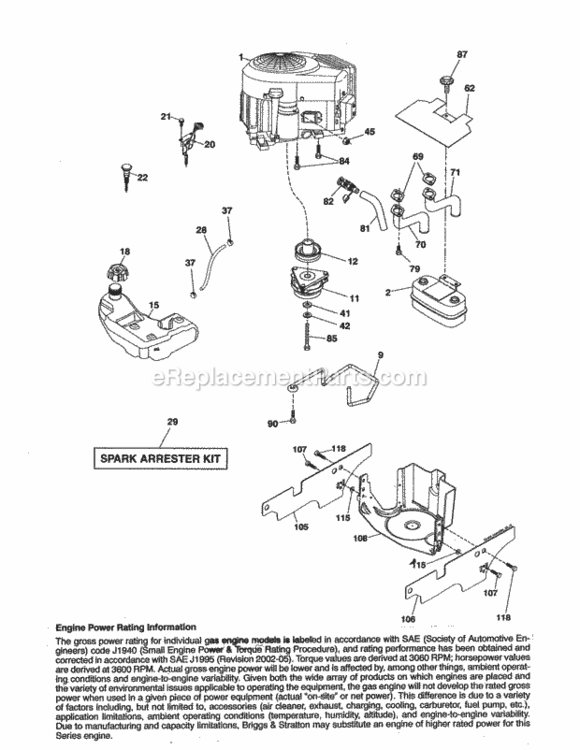 Page H Diagram and Parts List for 917254061  Craftsman Lawn Tractor