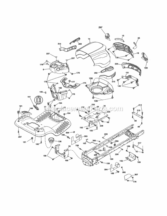 Page B Diagram and Parts List for 917254064  Craftsman Lawn Tractor