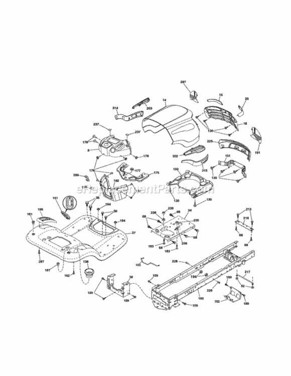 Page B Diagram and Parts List for 917254131  Craftsman Lawn Tractor