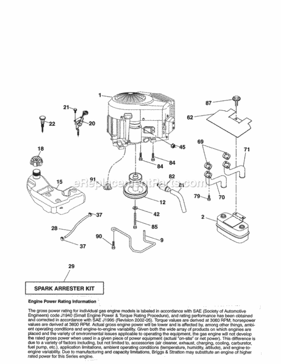 Page H Diagram and Parts List for 917254142  Craftsman Lawn Tractor