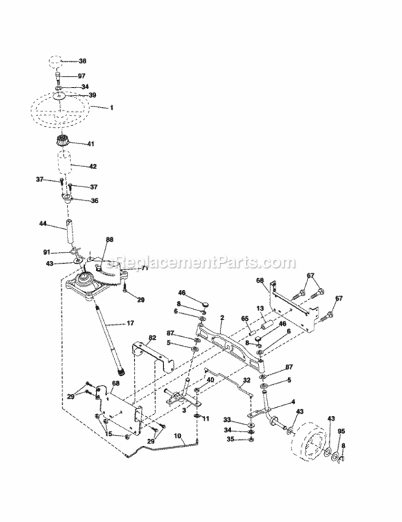 Page E Diagram and Parts List for 917254160  Craftsman Lawn Tractor