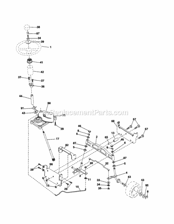 Page E Diagram and Parts List for 917254161  Craftsman Lawn Tractor