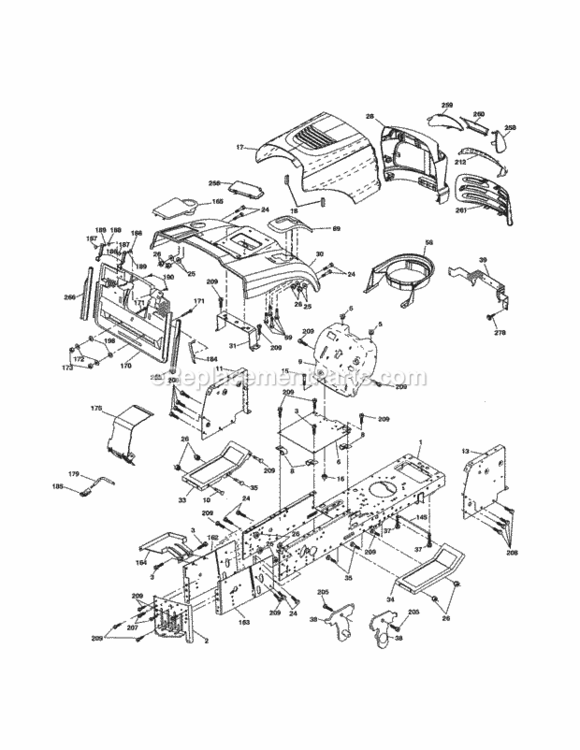 Page B Diagram and Parts List for 917254212  Craftsman Lawn Tractor