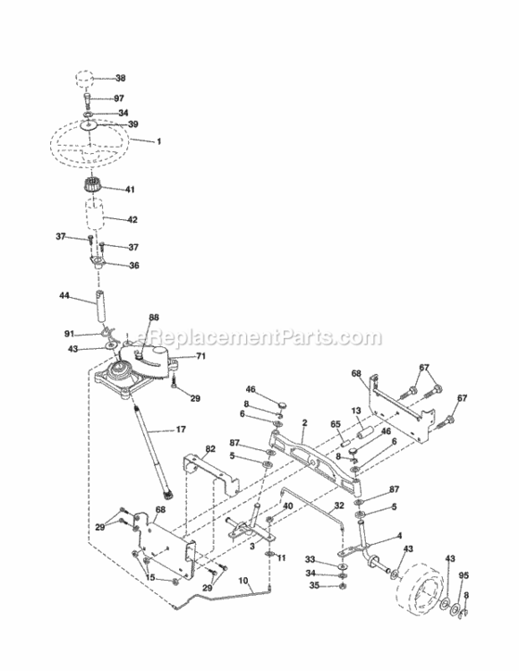 Page E Diagram and Parts List for 917254212  Craftsman Lawn Tractor