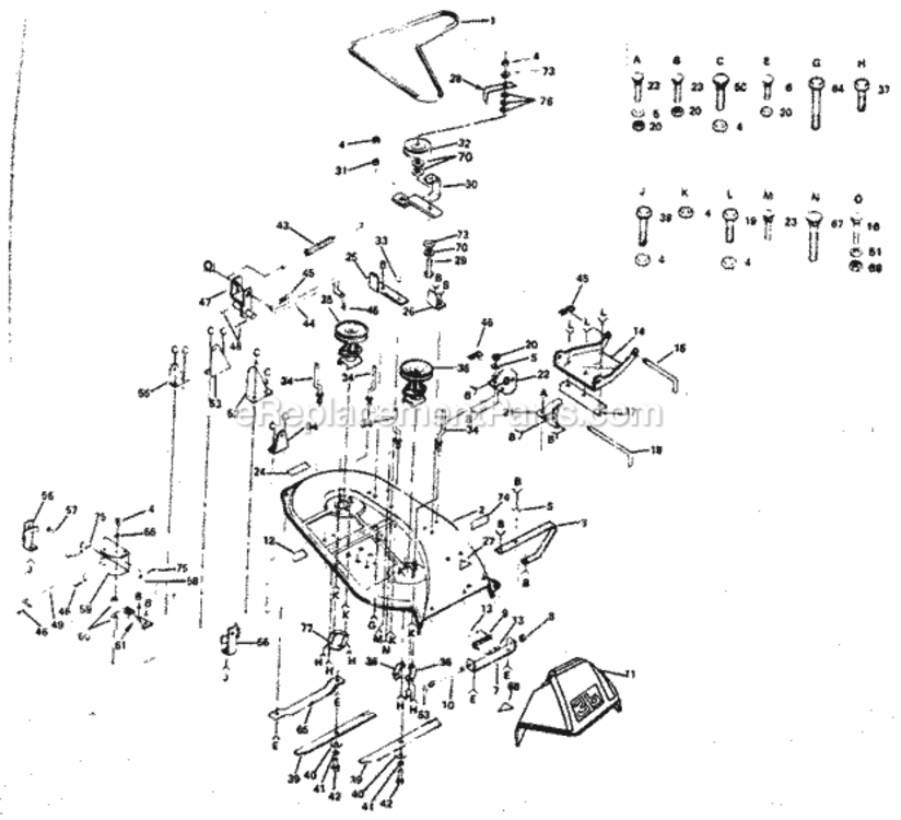 Page F Diagram and Parts List for 917254221  Craftsman Lawn Tractor