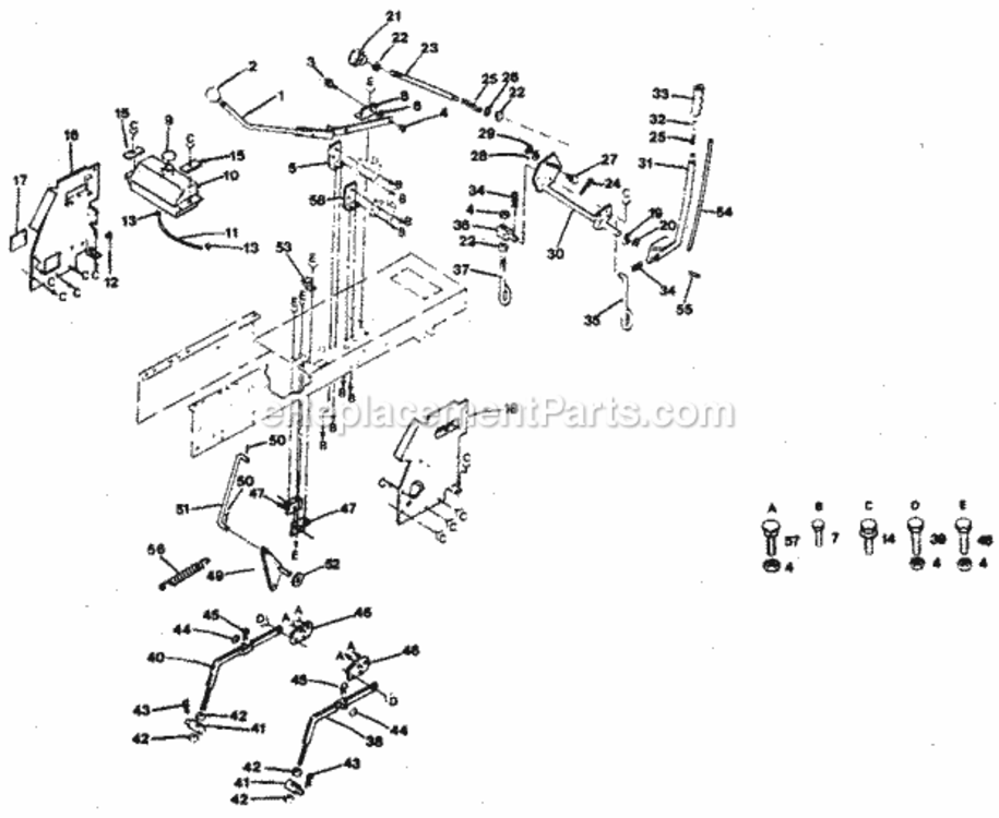 Page E Diagram and Parts List for 917254230  Craftsman Lawn Tractor
