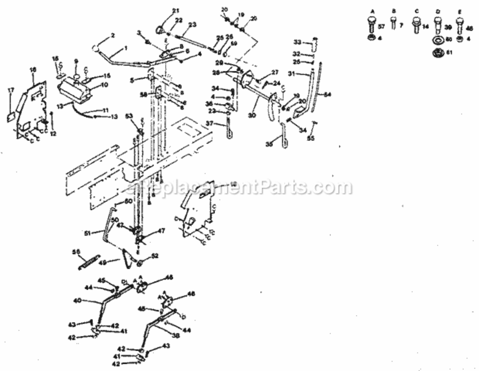 Page E Diagram and Parts List for 917254231  Craftsman Lawn Tractor