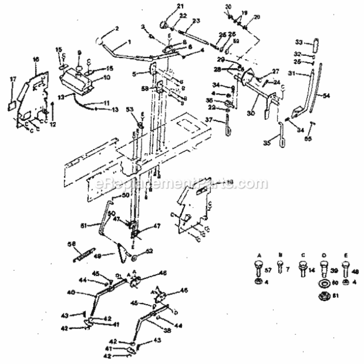 Page E Diagram and Parts List for 917254242  Craftsman Lawn Tractor