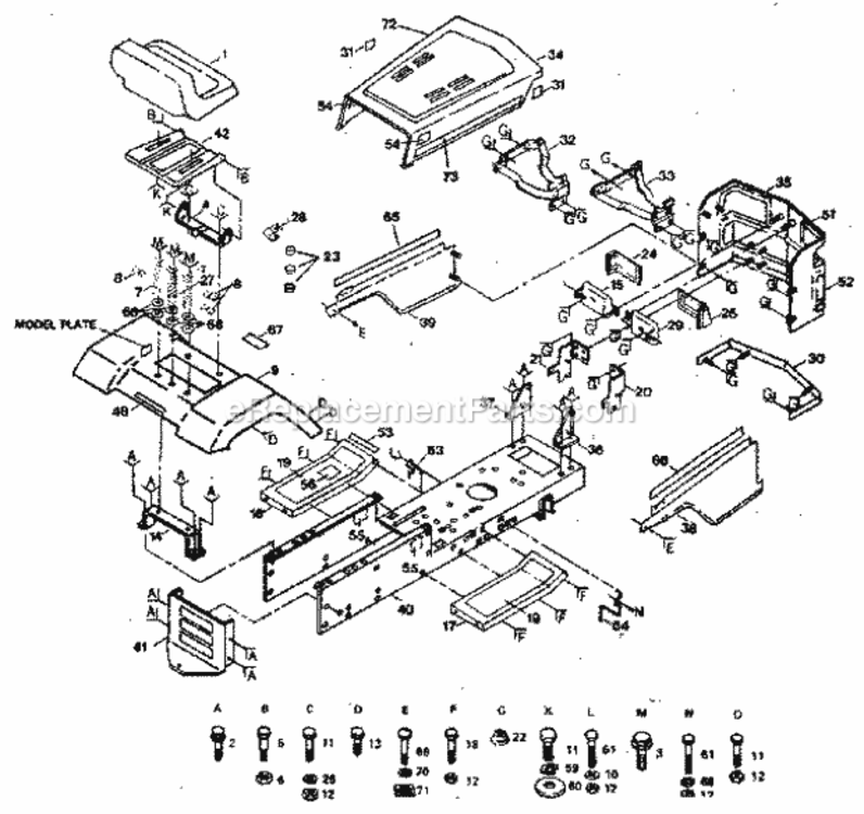Page B Diagram and Parts List for 917254243  Craftsman Lawn Tractor