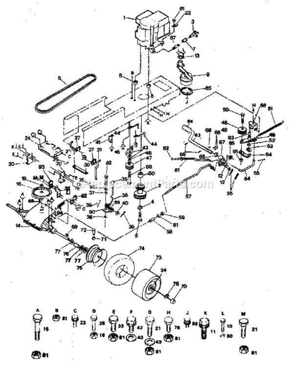 Page C Diagram and Parts List for 917254243  Craftsman Lawn Tractor