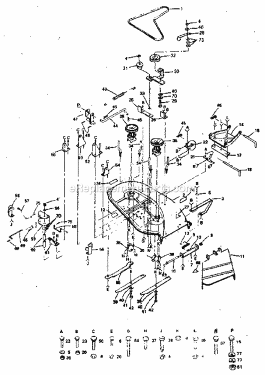 Page F Diagram and Parts List for 917254243  Craftsman Lawn Tractor