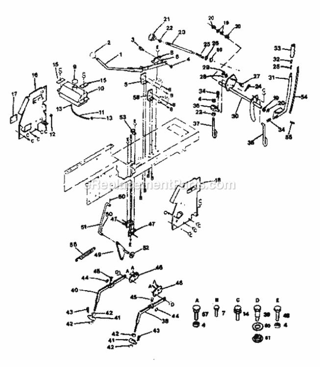 Page E Diagram and Parts List for 917254244  Craftsman Lawn Tractor
