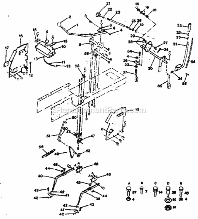 Page E Diagram and Parts List for 917254245  Craftsman Lawn Tractor