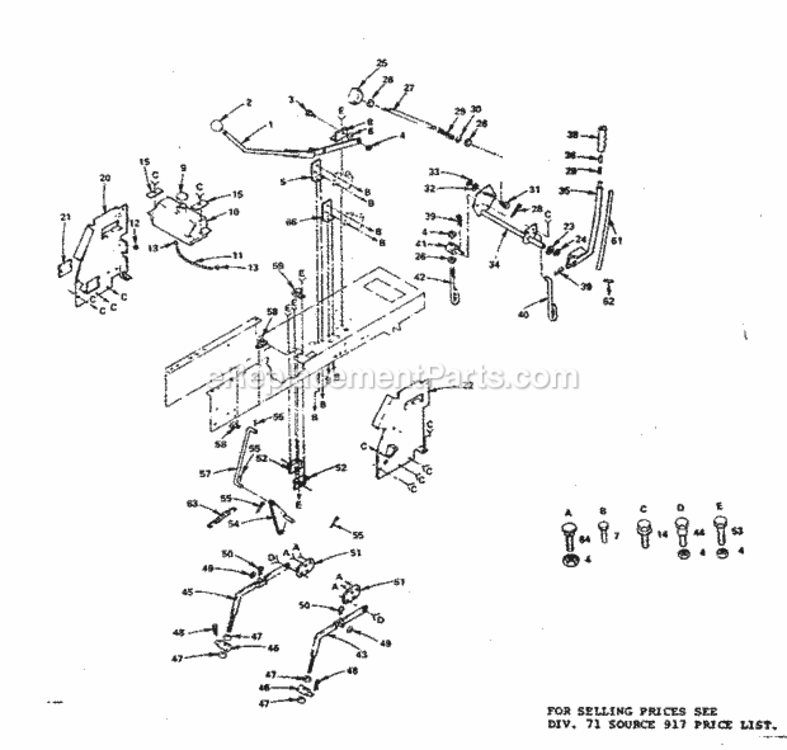 Page E Diagram and Parts List for 917254270  Craftsman Lawn Tractor