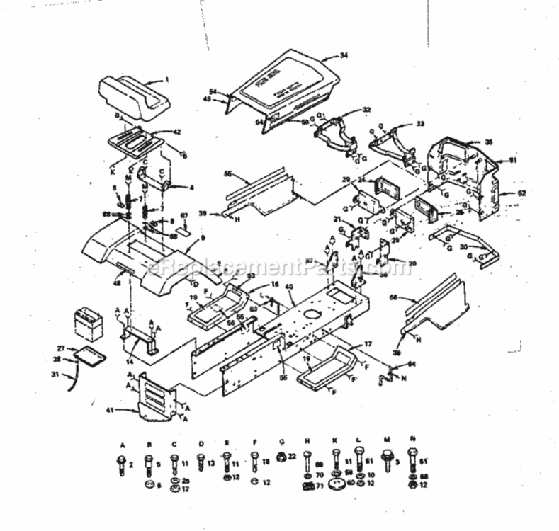 Page B Diagram and Parts List for 917254271  Craftsman Lawn Tractor