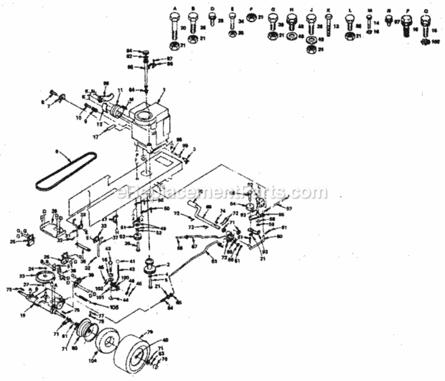 Page C Diagram and Parts List for 917254272  Craftsman Lawn Tractor
