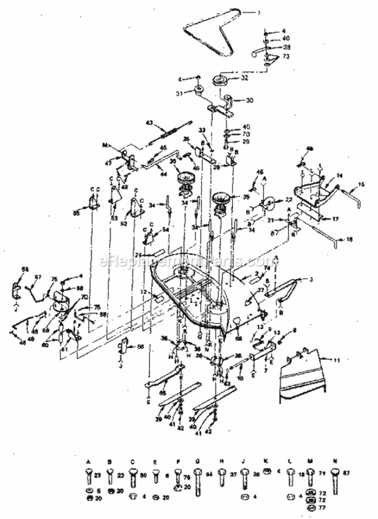 Page F Diagram and Parts List for 917254272  Craftsman Lawn Tractor