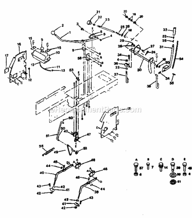 Page E Diagram and Parts List for 917254274  Craftsman Lawn Tractor
