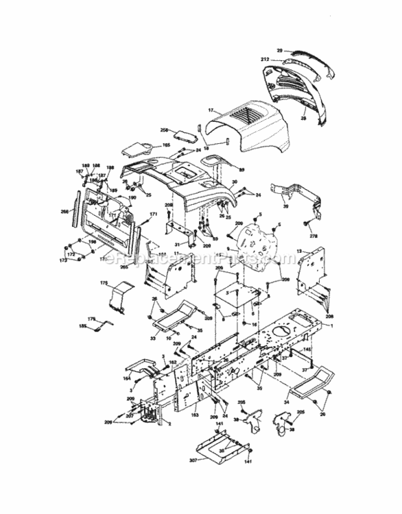 Page B Diagram and Parts List for 917254290  Craftsman Lawn Tractor