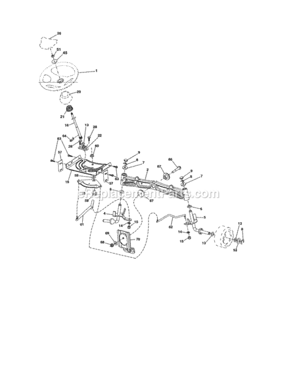Page K Diagram and Parts List for 917254310  Craftsman Lawn Tractor