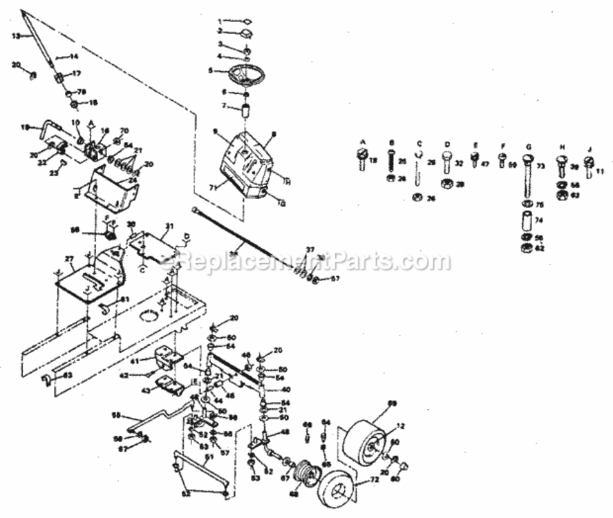 Page D Diagram and Parts List for 917254310  Craftsman Lawn Tractor