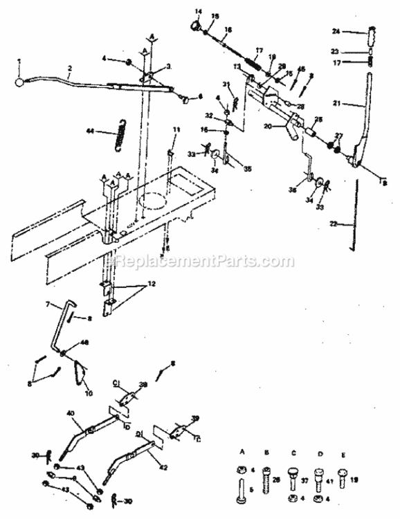 Page E Diagram and Parts List for 917254310  Craftsman Lawn Tractor