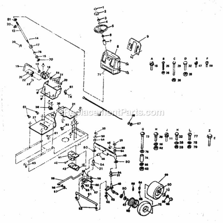 Page D Diagram and Parts List for 917254321  Craftsman Lawn Tractor
