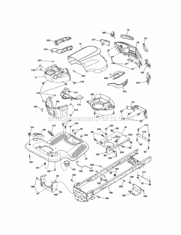 Page H Diagram and Parts List for 917254322  Craftsman Lawn Tractor