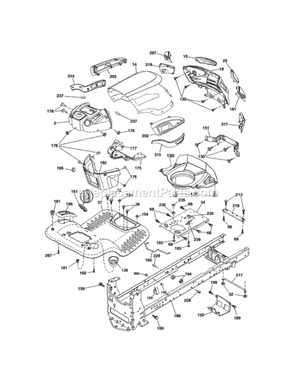 Page H Diagram and Parts List for 917254330  Craftsman Lawn Tractor