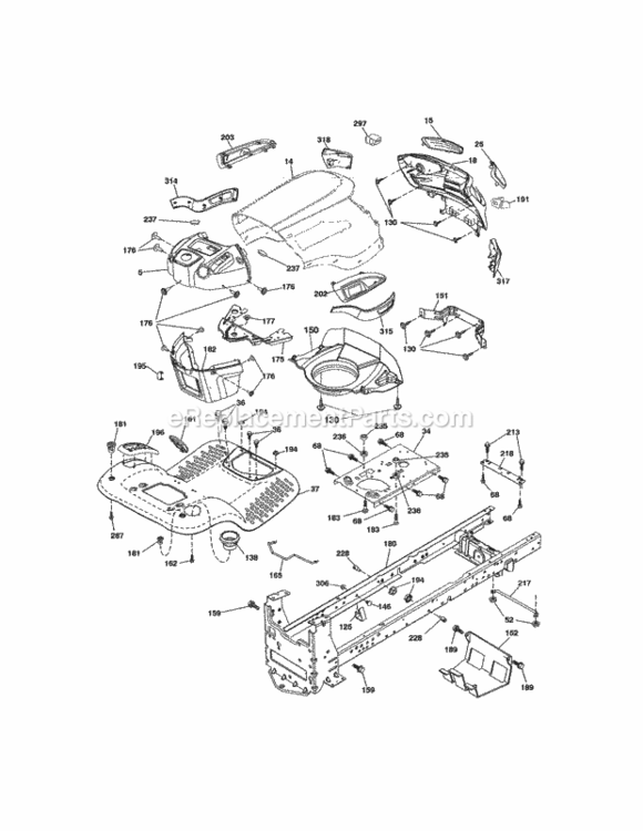 Page B Diagram and Parts List for 917254351  Craftsman Lawn Tractor