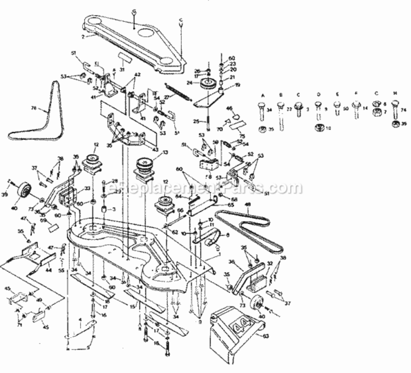Page F Diagram and Parts List for 917254410  Craftsman Lawn Tractor
